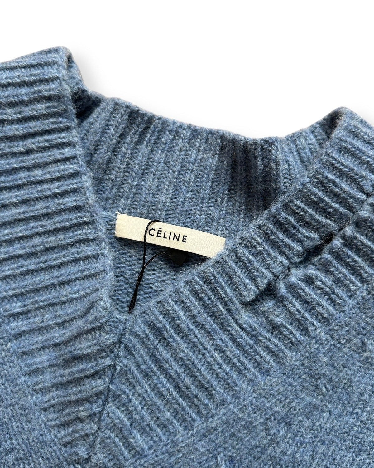 Céline by Phoebe Philo FW17 Blue Oversized Destroyed Knit Sweater