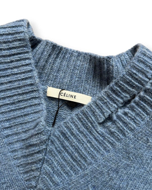 Céline by Phoebe Philo FW17 Blue Oversized Destroyed Knit Sweater