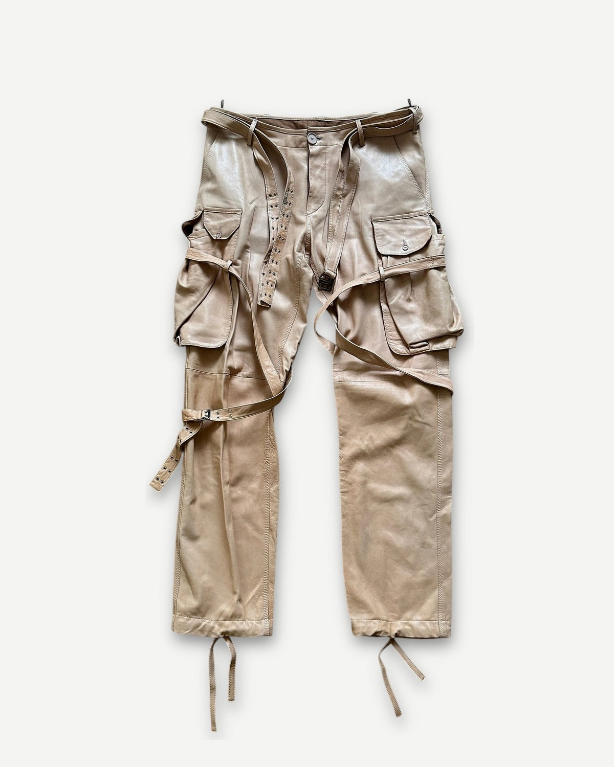 Jean Paul Gaultier Homme 90s Leather Strap Bondage Cargo Pants