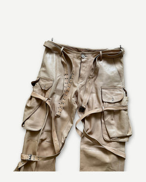 Jean Paul Gaultier Homme 90s Leather Strap Bondage Cargo Pants