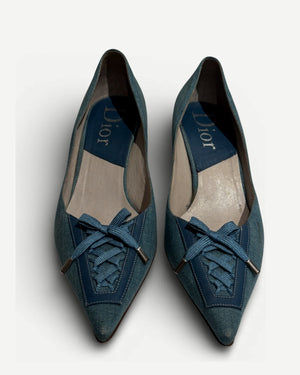Christian Dior FW02 by John Galliano Laced Denim Heels