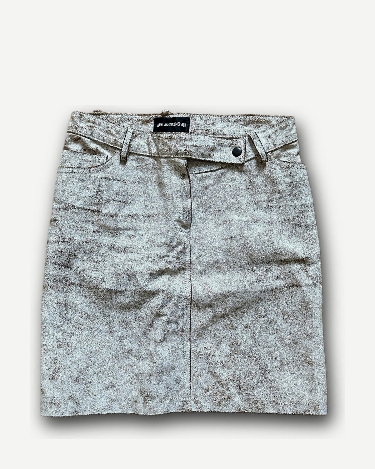 Ann Demeulemeester SS02 White Cracked Leather Skirt
