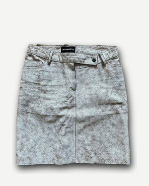 Ann Demeulemeester SS02 White Cracked Leather Skirt