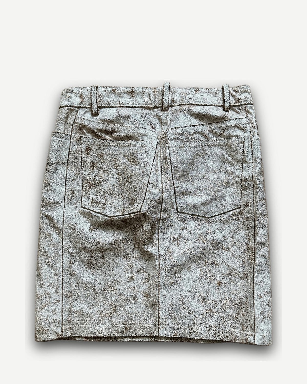 Ann Demeulemeester SS02 White Cracked Leather Skirt