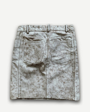 Ann Demeulemeester SS02 White Cracked Leather Skirt
