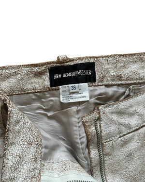 Ann Demeulemeester SS02 White Cracked Leather Skirt