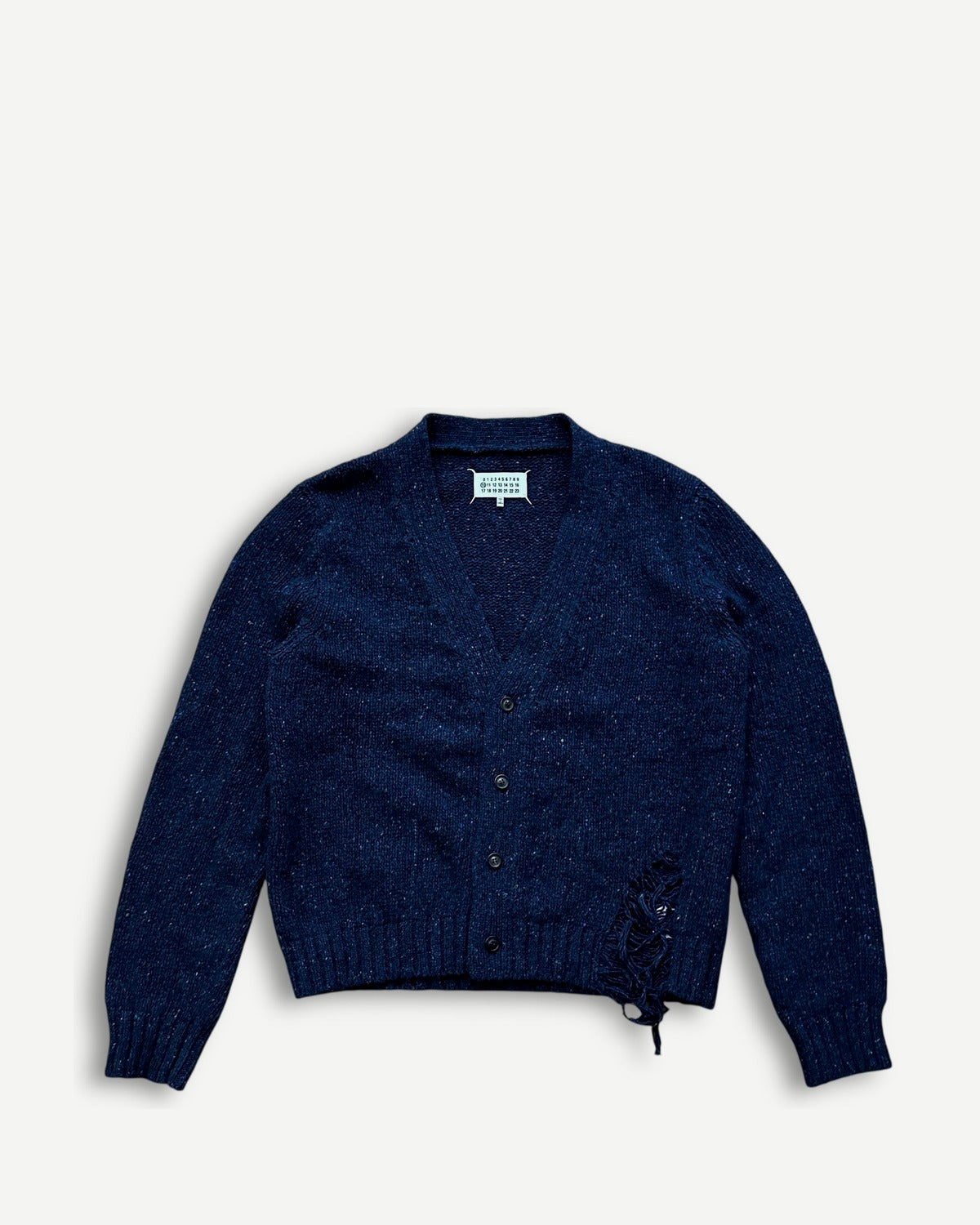 Maison Margiela FW20 Navy Multicolor Destroyed Cardigan