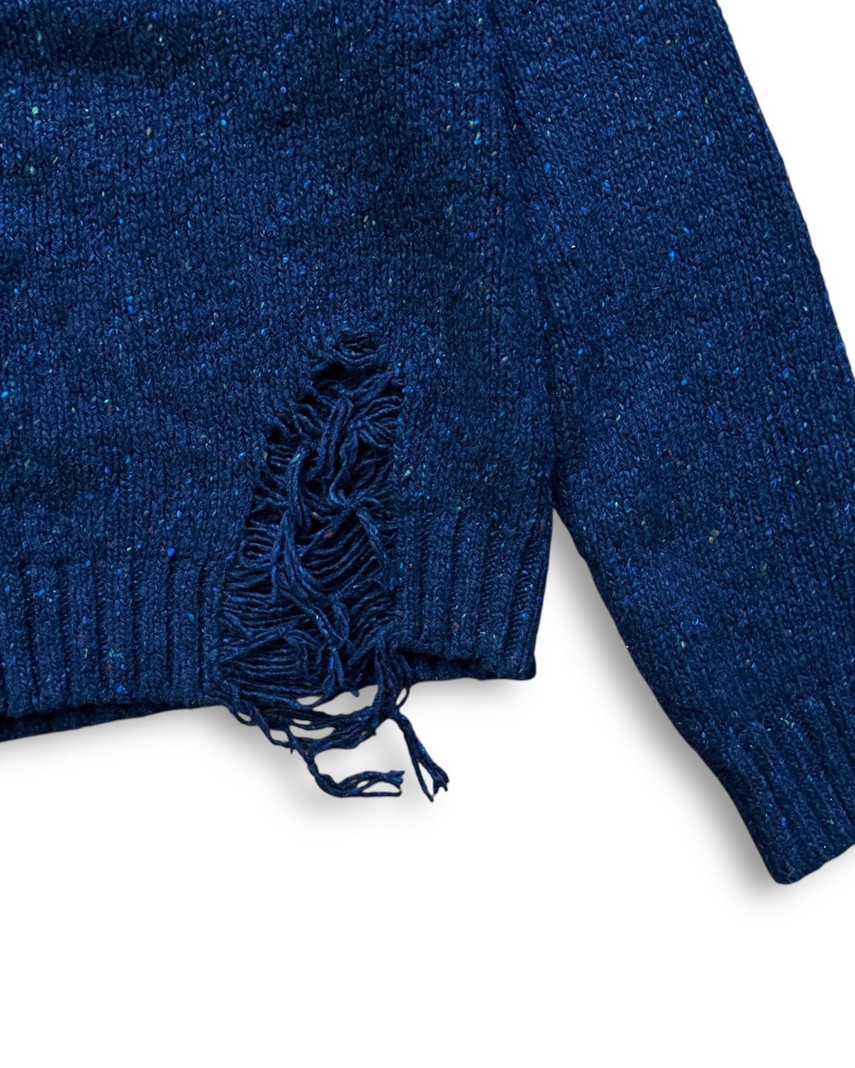 Maison Margiela FW20 Navy Multicolor Destroyed Cardigan