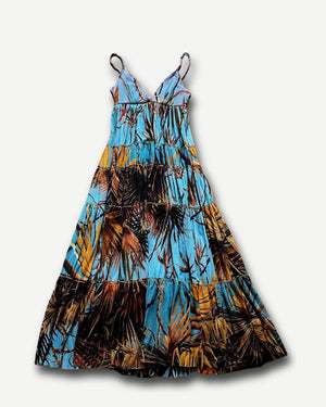 Jean Paul Gaultier Soleil 2000s Layered Palm Printed Mesh Dress