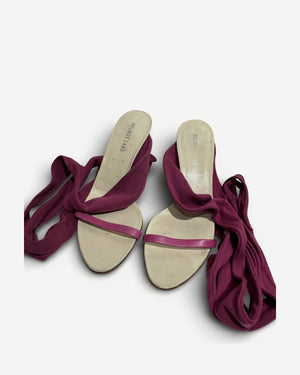 Helmut Lang 2000s Fuchsia Strap Tie Up Heeled Sandals