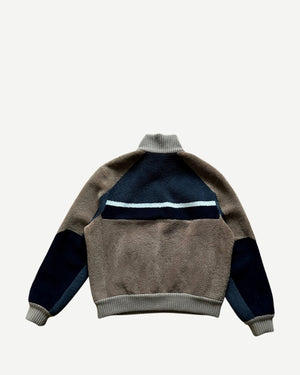 Hermès FW20 Reversible Shearling Leather Paneled Half Zip Jacket