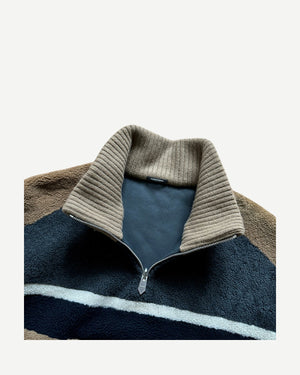 Hermès FW20 Reversible Shearling Leather Paneled Half Zip Jacket