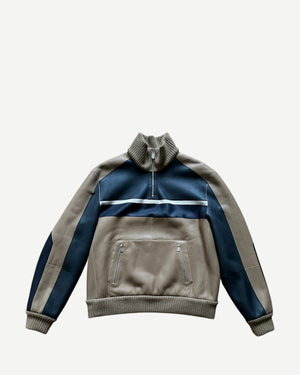 Hermès FW20 Reversible Shearling Leather Paneled Half Zip Jacket
