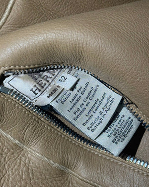 Hermès FW20 Reversible Shearling Leather Paneled Half Zip Jacket