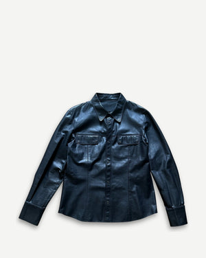 Bottega Veneta Black Leather Shirt