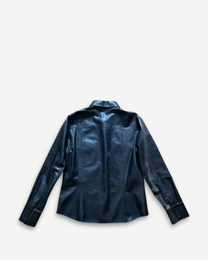 Bottega Veneta Black Leather Shirt