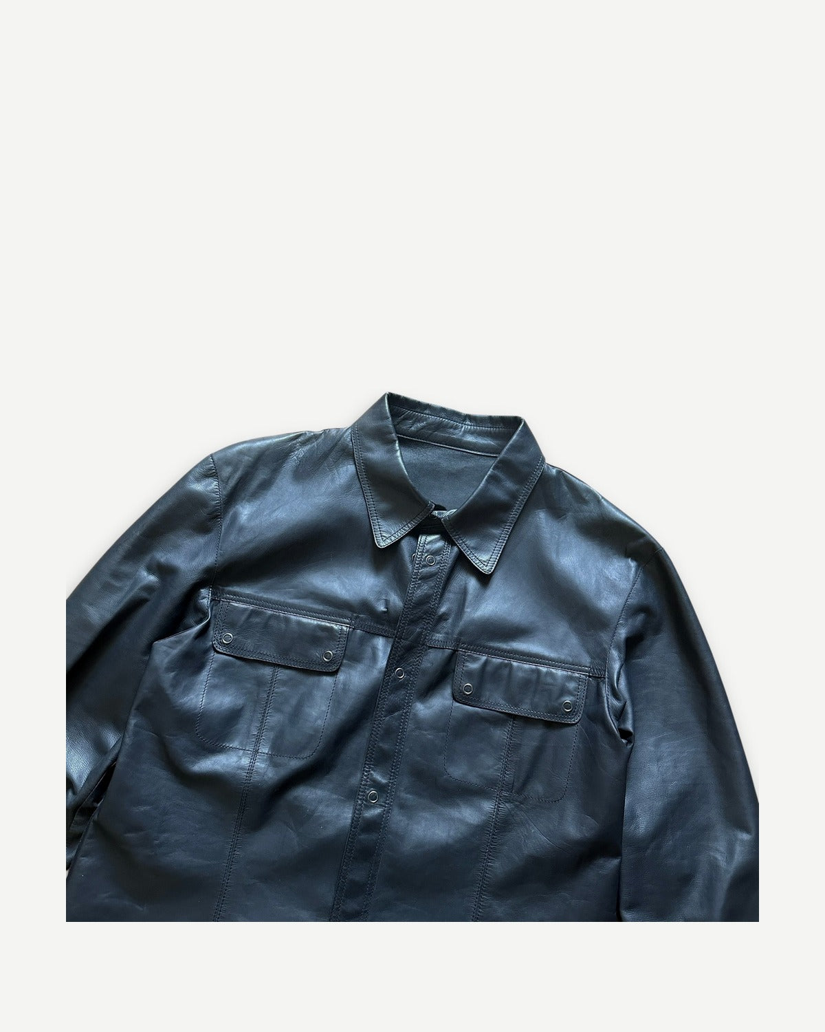 Bottega Veneta Black Leather Shirt