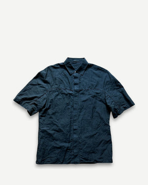 Berluti Anthracite Linen Short Sleeve Shirt