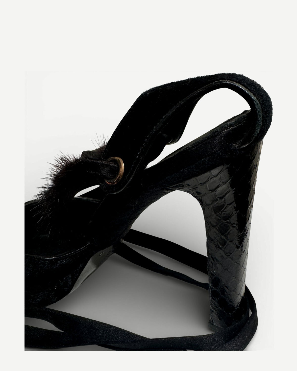 Gucci FW04 by Tom Ford Mink Fur Strap Python Leather Campaign Heels