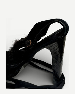 Gucci FW04 by Tom Ford Mink Fur Strap Python Leather Campaign Heels