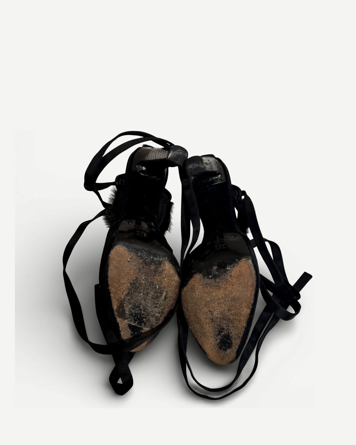 Gucci FW04 by Tom Ford Mink Fur Strap Python Leather Campaign Heels