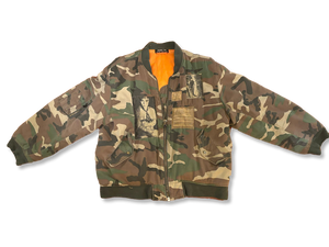 Raf Simons AW01 Riot, Riot, Riot Patch Camouflage Bomber Jacket