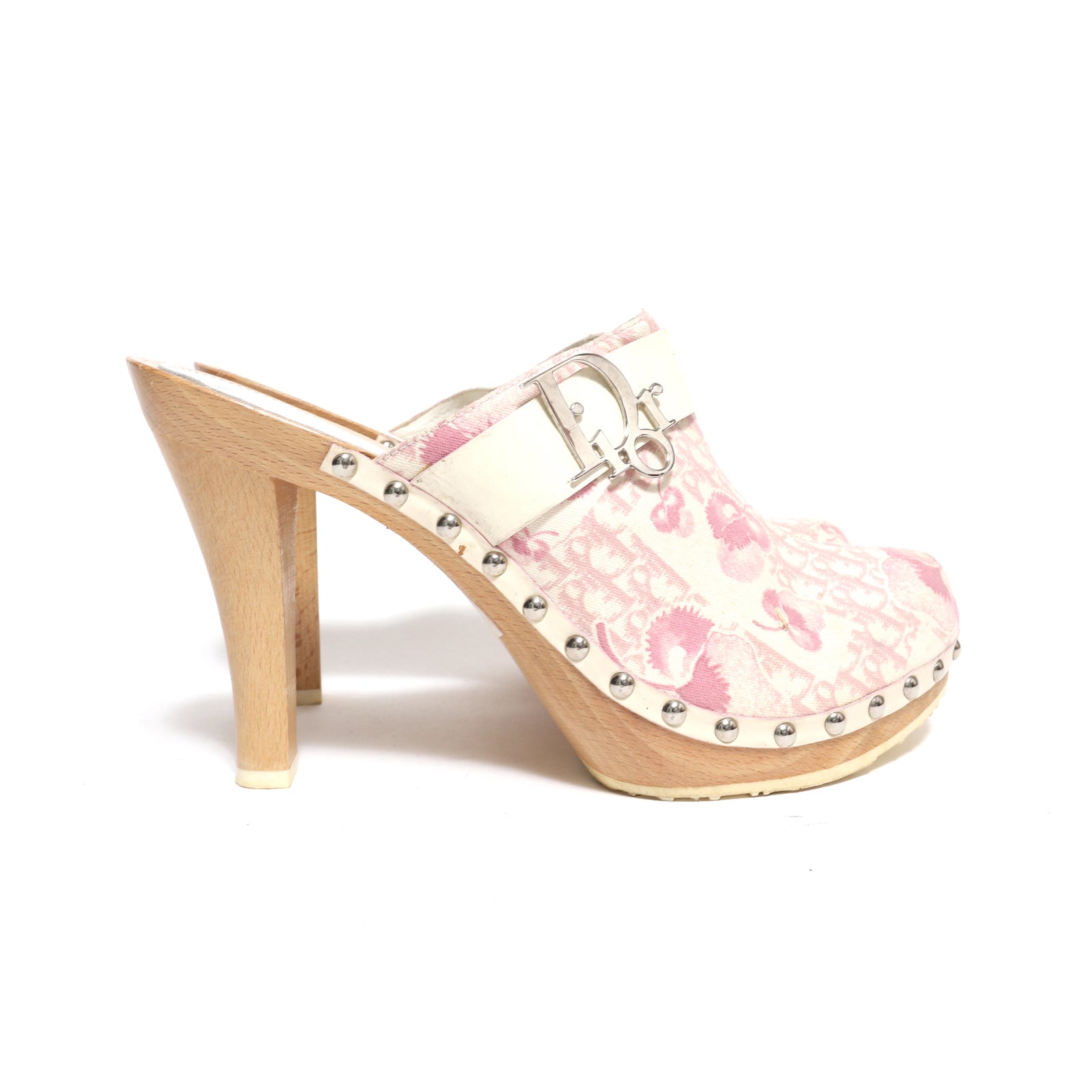 Christian Dior SS05 by John Galliano Cherry Blossom Monogram Platform Clogs