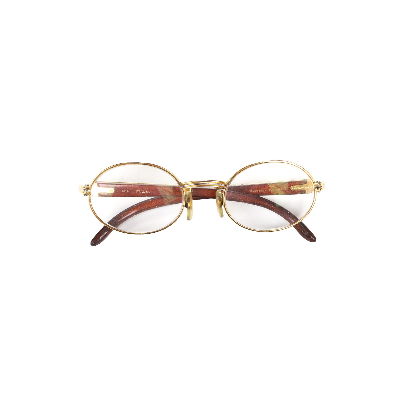 Cartier 1990s Giverny Gold Palisander Rosewood Glasses 53-22