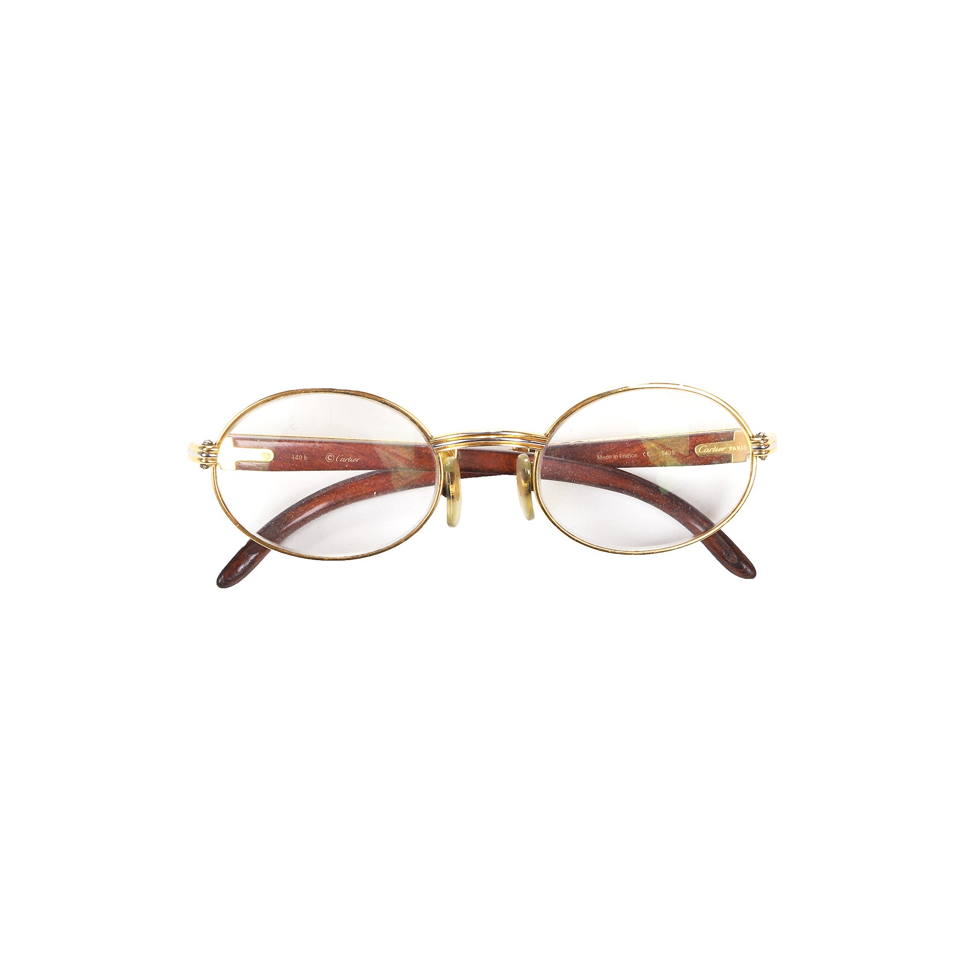 Cartier 1990s Giverny Gold Palisander Rosewood Glasses 53-22