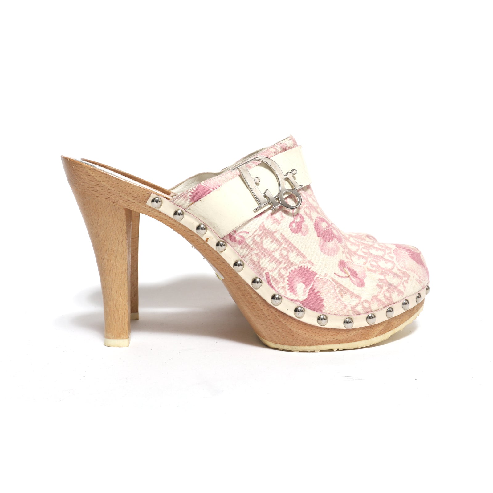 Christian Dior SS05 by John Galliano Cherry Blossom Monogram Platform Clogs