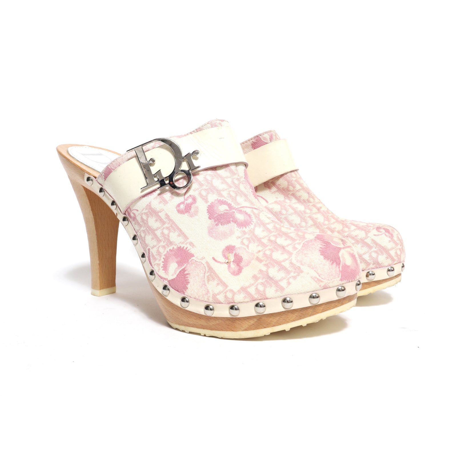 Christian Dior SS05 by John Galliano Cherry Blossom Monogram Platform Clogs
