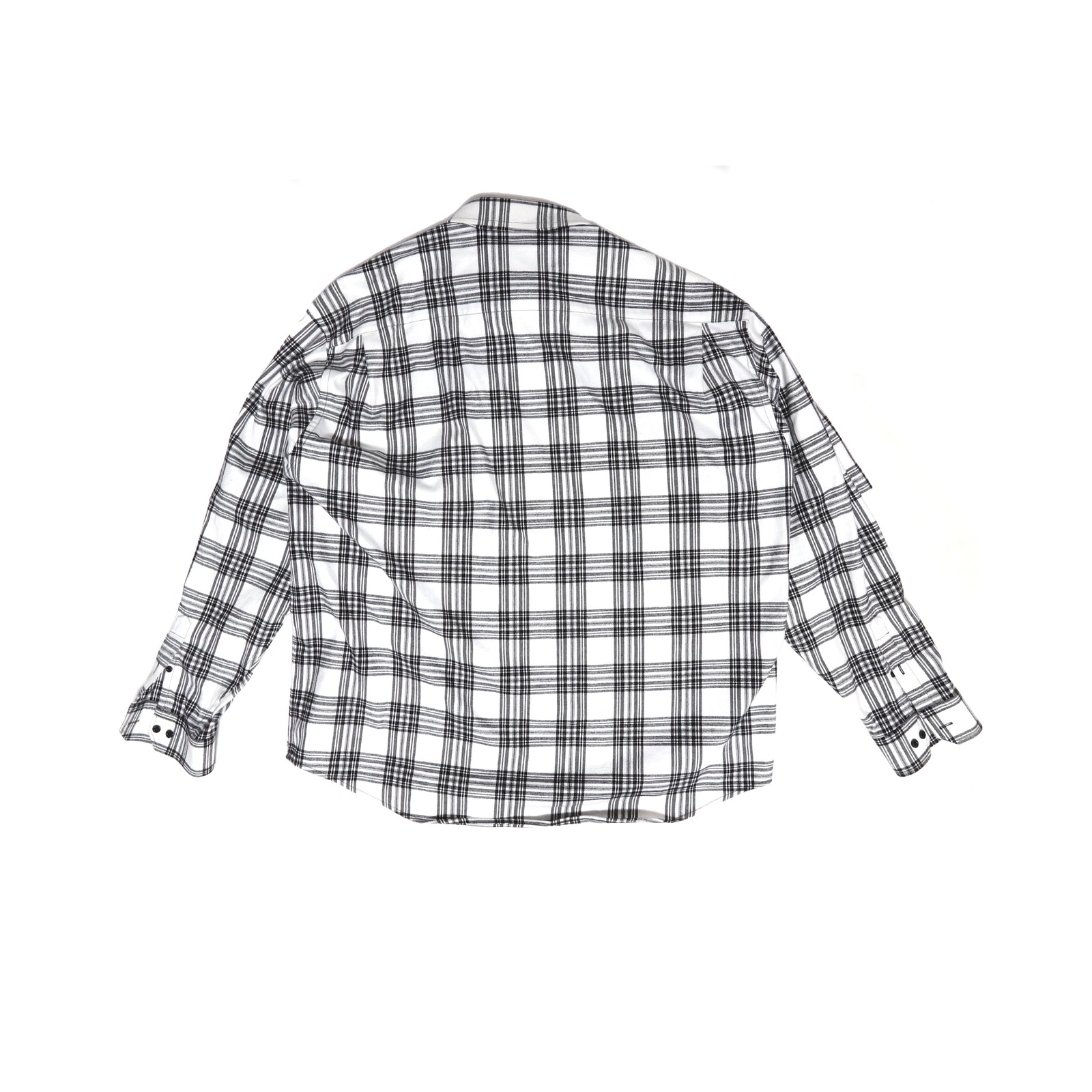 Balenciaga AW18 Oversized Slashed Sleeve Plaid Flannel Shirt