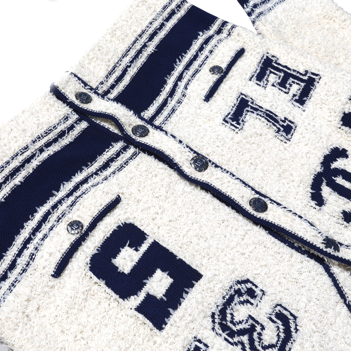 Chanel Pre SS19 Boucle Varsity Cardigan