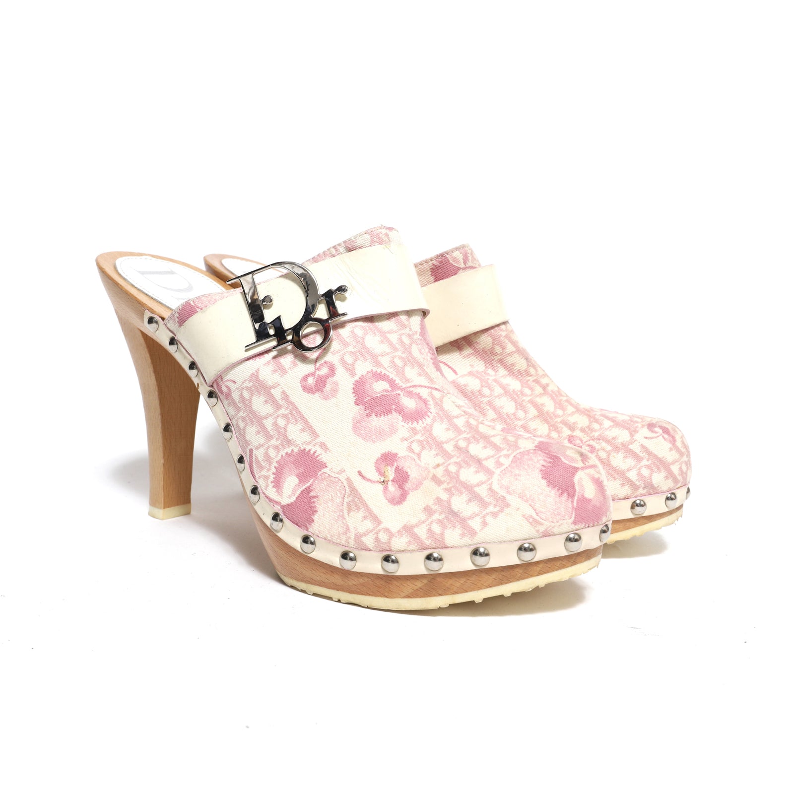 Christian Dior SS05 by John Galliano Cherry Blossom Monogram Platform Clogs