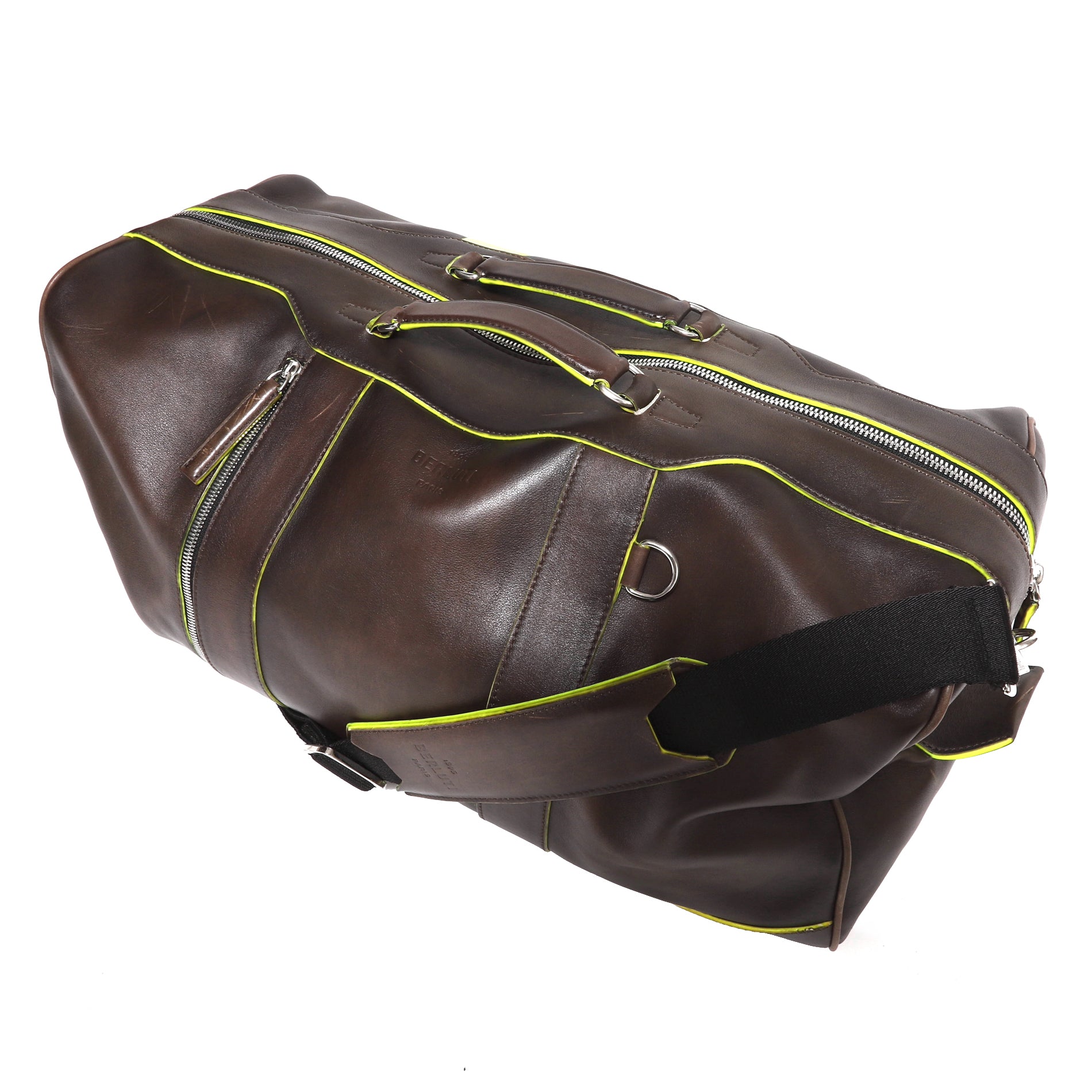 Berluti by Kris Van Assche Neon Mesh Leather Weekender Duffle Bag