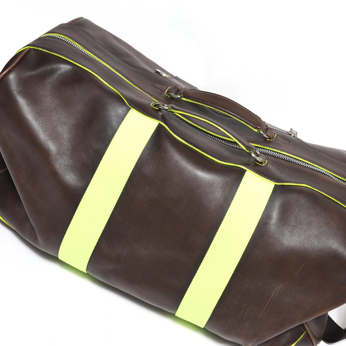 Berluti by Kris Van Assche Neon Mesh Leather Weekender Duffle Bag