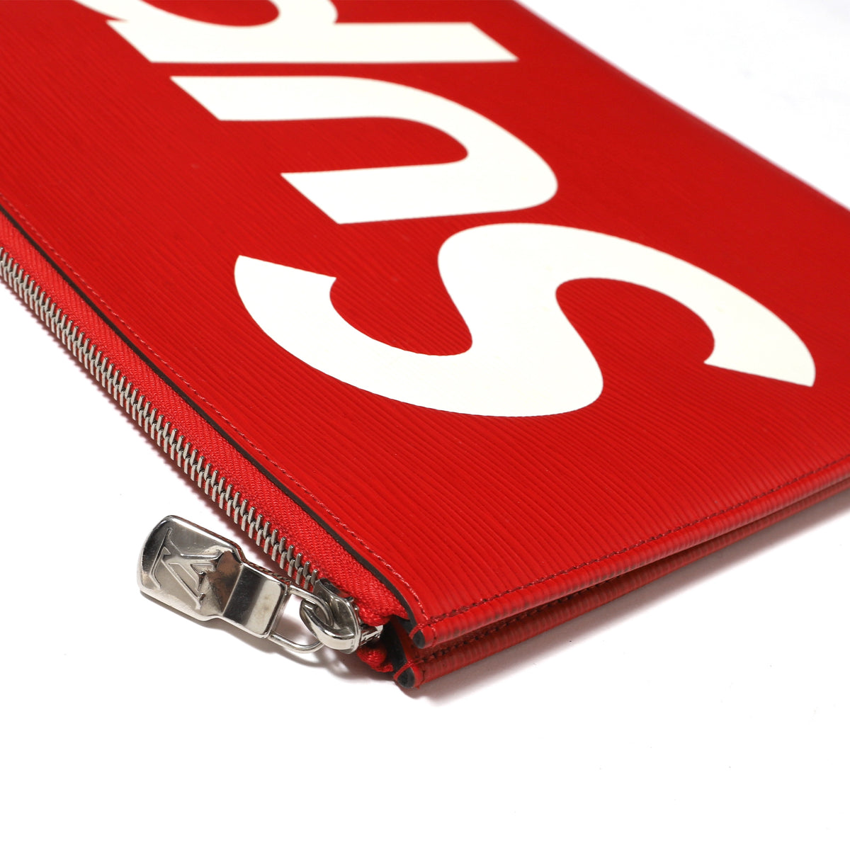 Louis Vuitton Supreme FW17 Epi Leather Logo Clutch