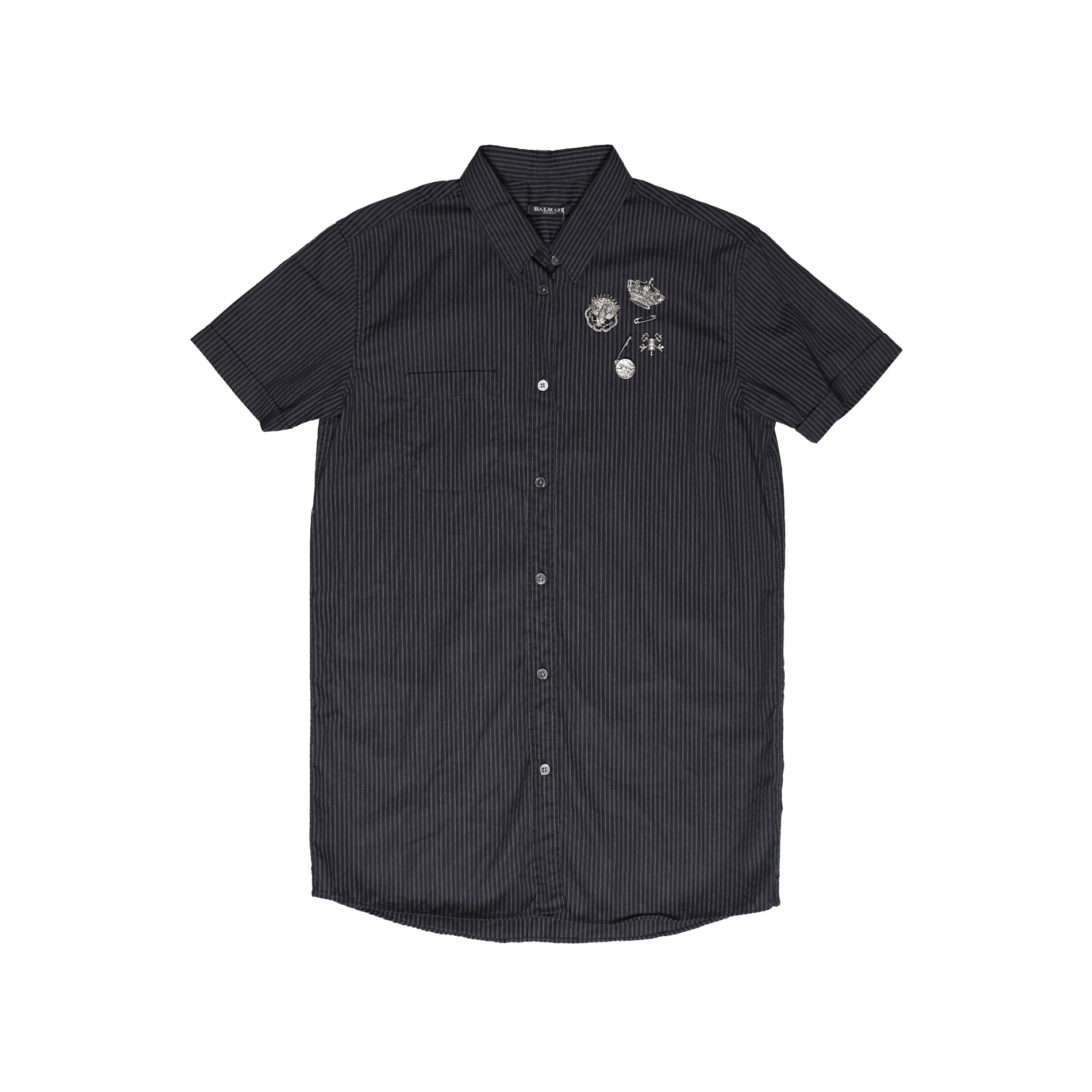 balmain SS11 チェック半袖シャツ　Decarnin サイズ38 Balmain SS11 Pinstripe Pin Shortsleeve Shirt - Ākaibu Store