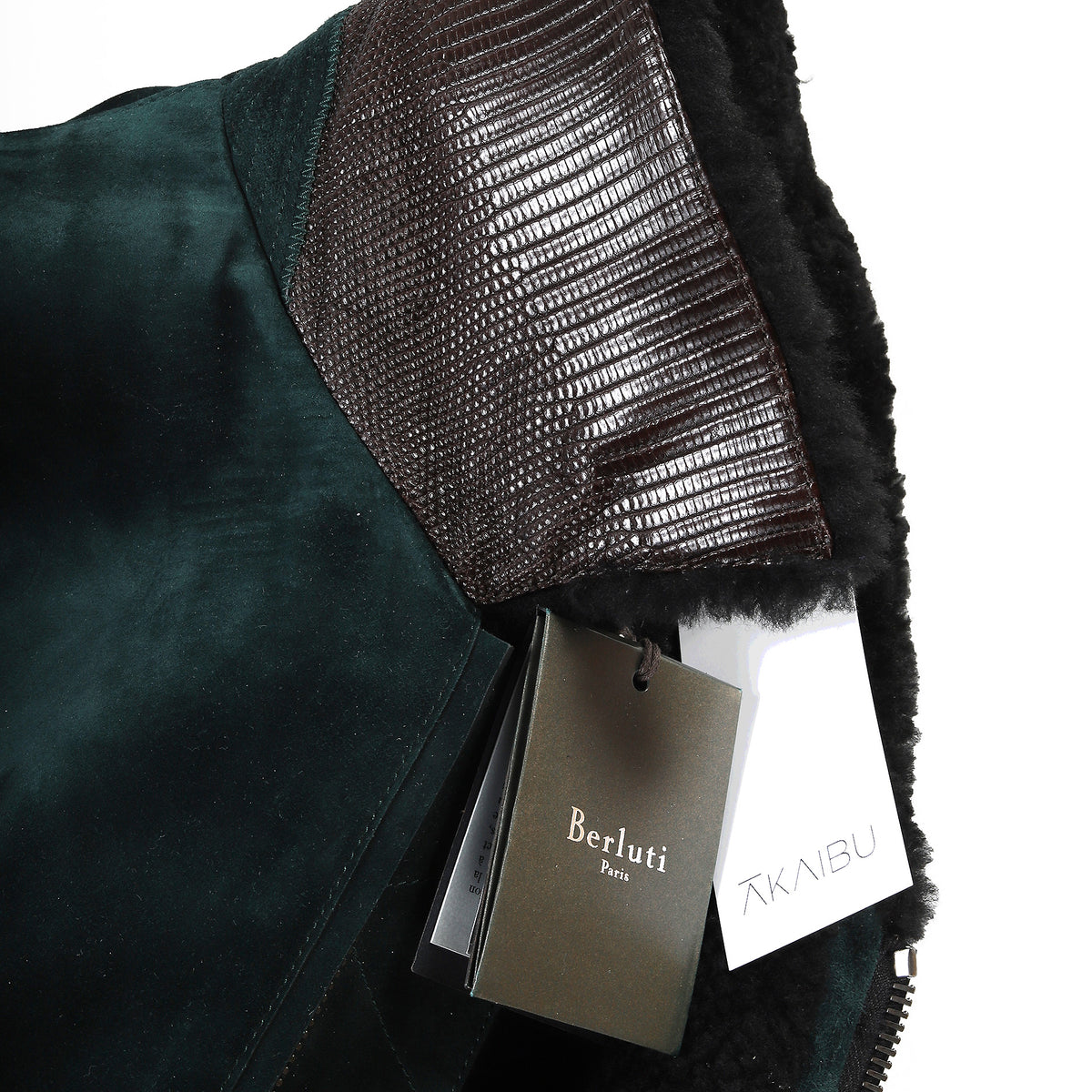 Berluti FW2018 by Haider Ackermann Green Shearling Bomber
