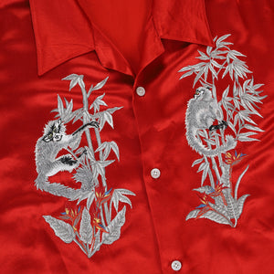 Louis Vuitton SS2016 Red Monkey Embroidered Silk Shirt