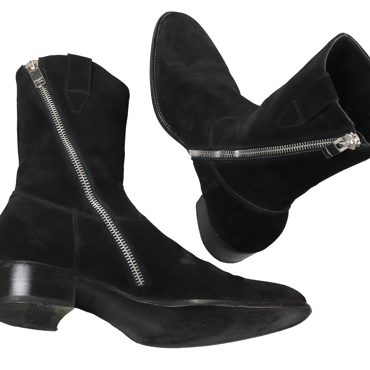 Saint Laurent Paris FW2013 Black Suede Sample Cowboy Boots