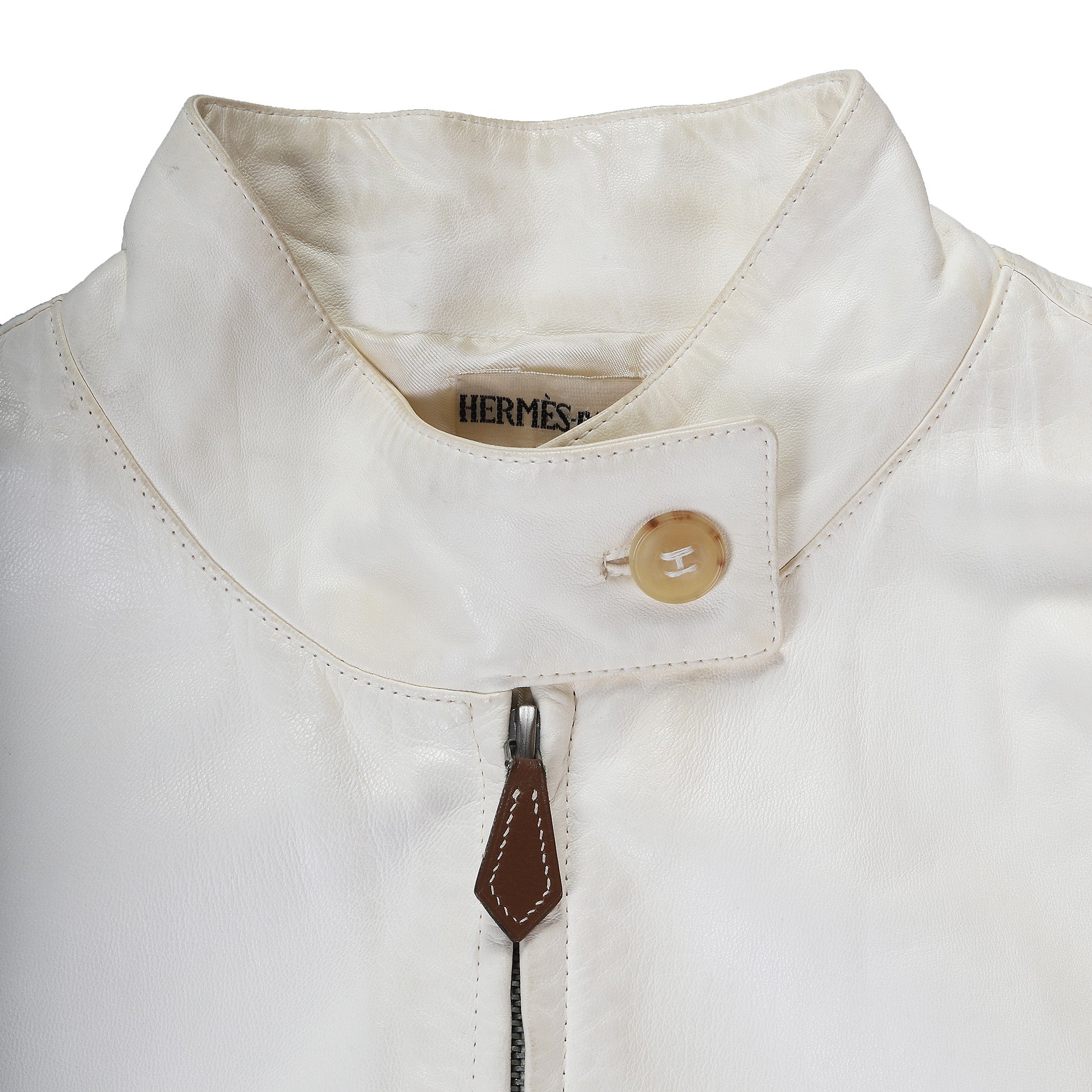 Hermès by Martin Margiela White Leather Jacket - Ākaibu Store