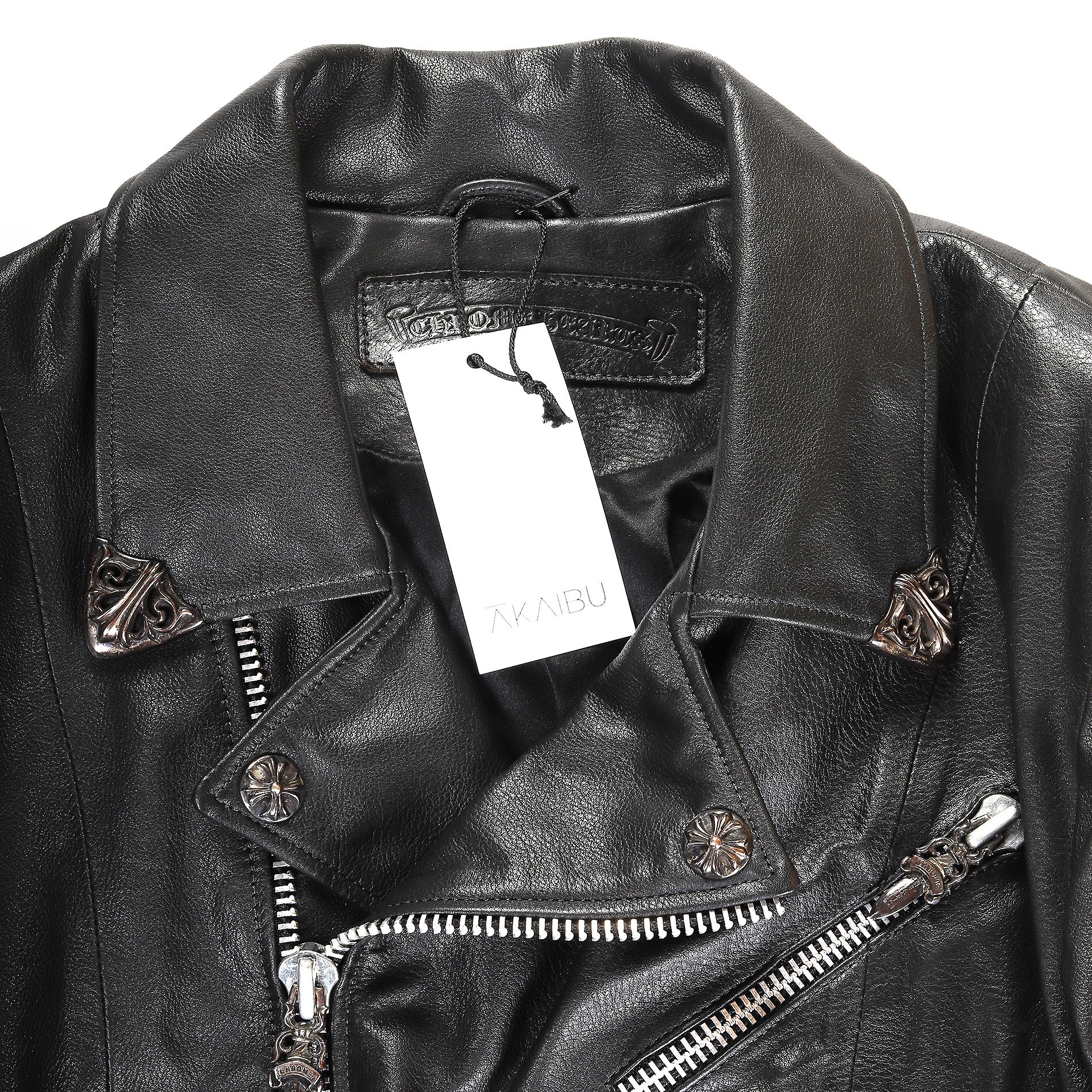 Chrome Hearts JJ DEAN Black Leather Embellised Motorcycle Jacket