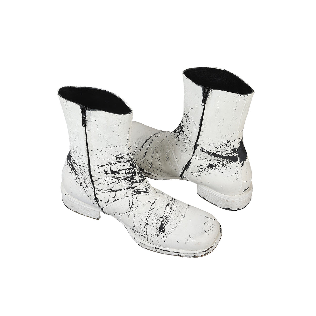 Maison Martin Margiela 2002 Artisanal Hand Painted Square Toe Boots