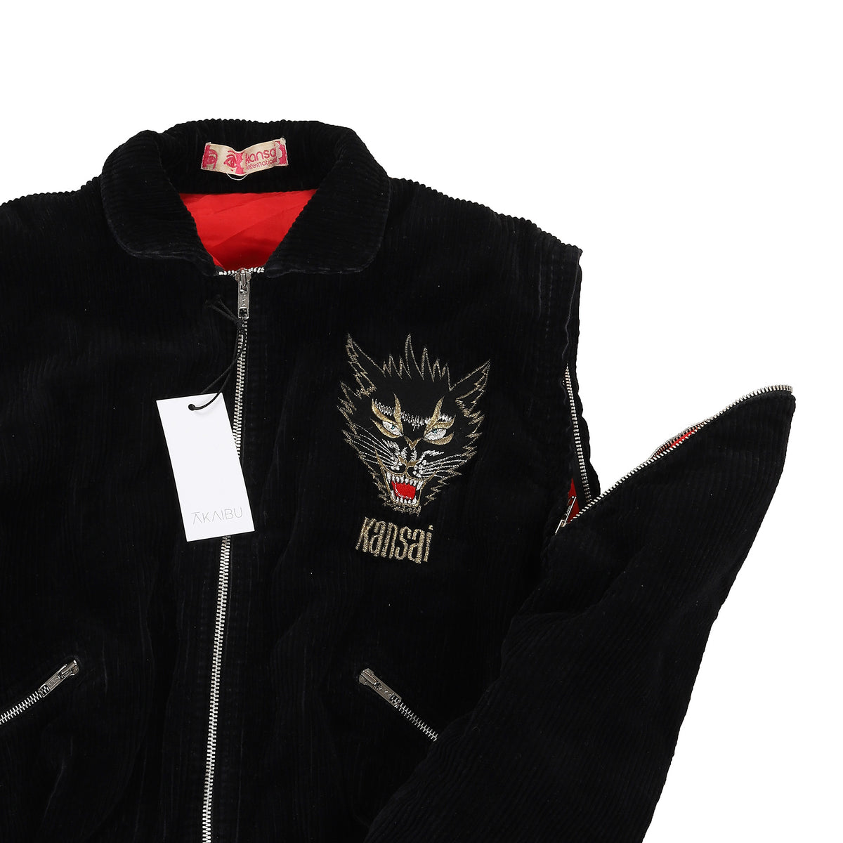 Kansai Yamamoto 80s Cord Tiger Embellished Bomber Jacket