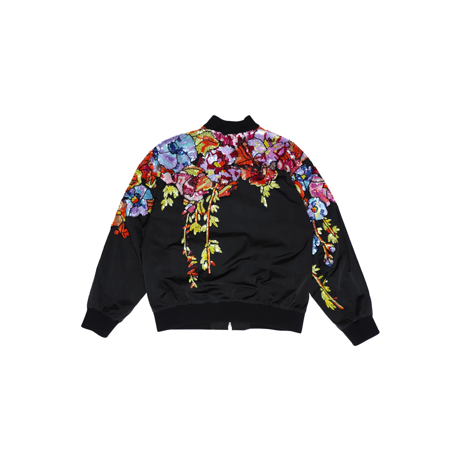 Dries Van Noten Floral Sequin Silk Blend Bomber Jacket
