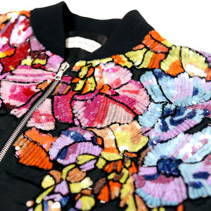 Dries Van Noten Floral Sequin Silk Blend Bomber Jacket