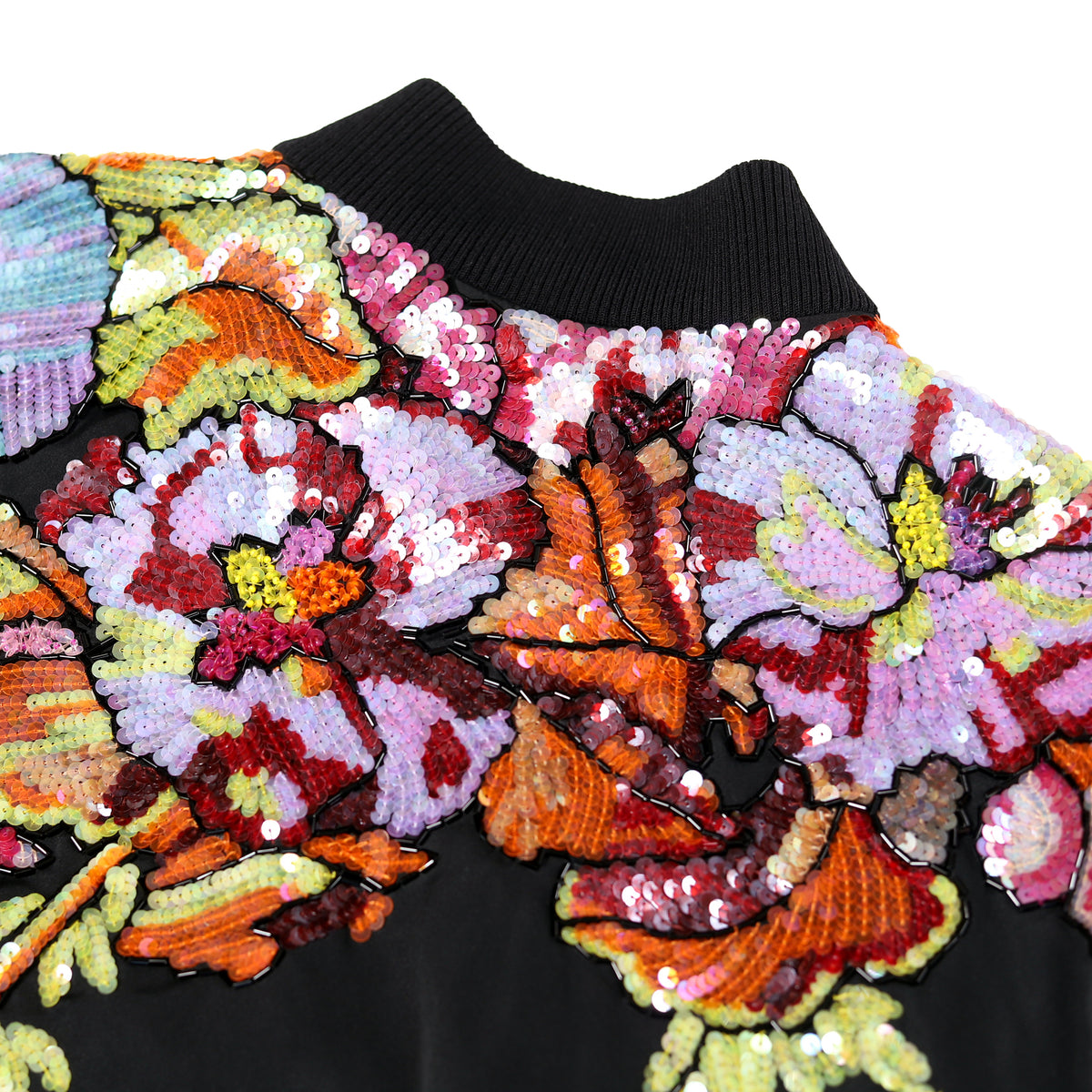 Dries Van Noten Floral Sequin Silk Blend Bomber Jacket