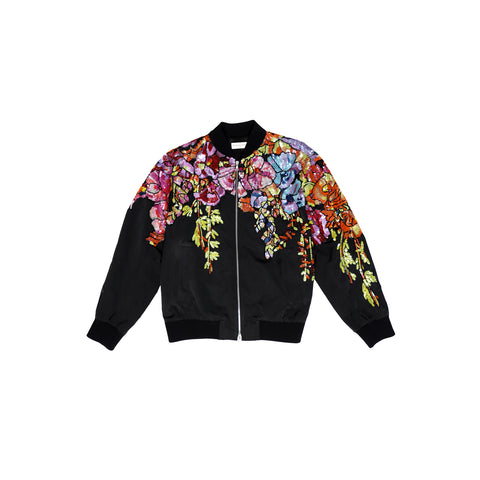 Dries Van Noten Floral Sequin Silk Blend Bomber Jacket