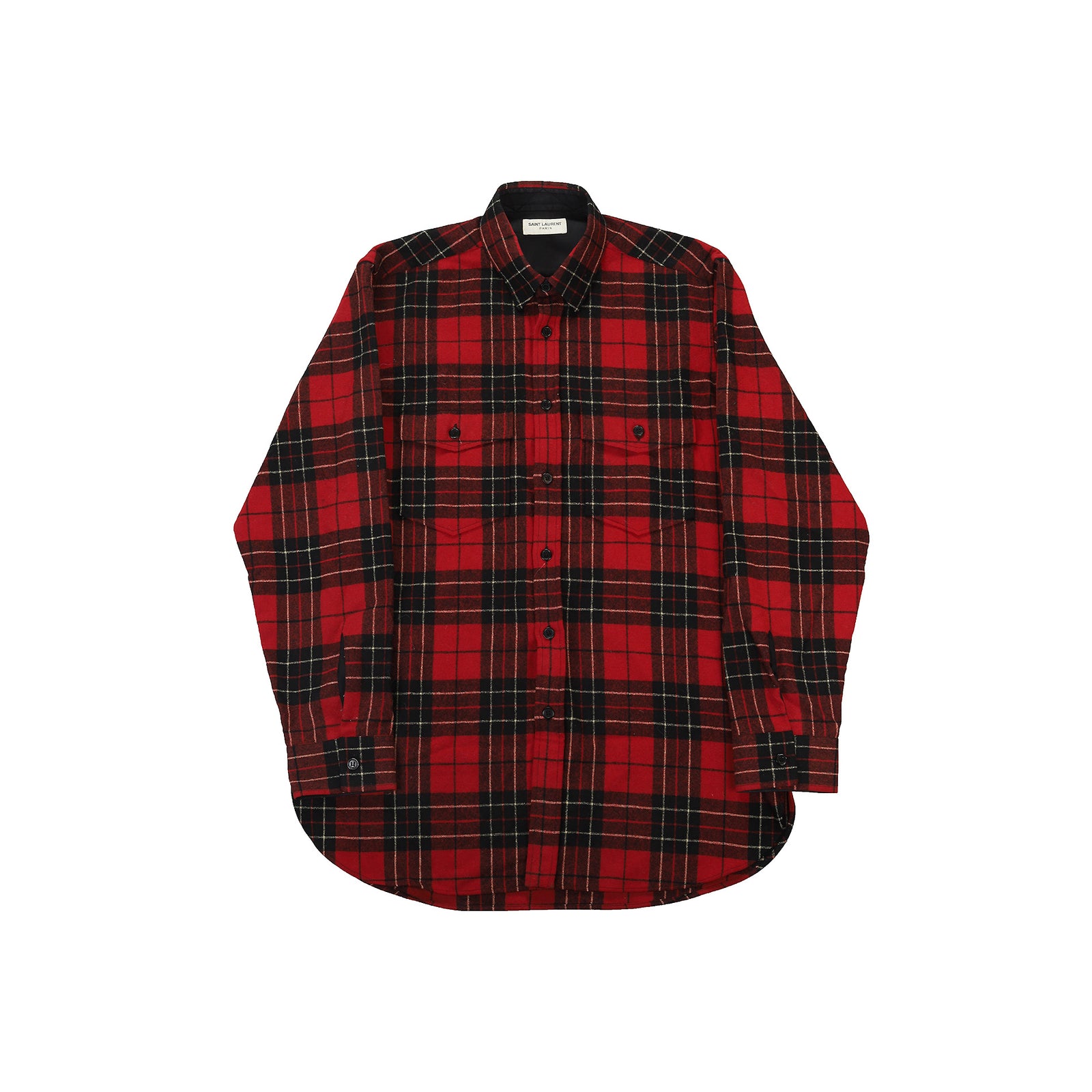 Saint Laurent Paris FW2013 Oversized Red Tartan Flannel Shirt
